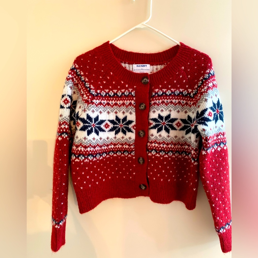 Old Navy Women's Red Patterned Sweater